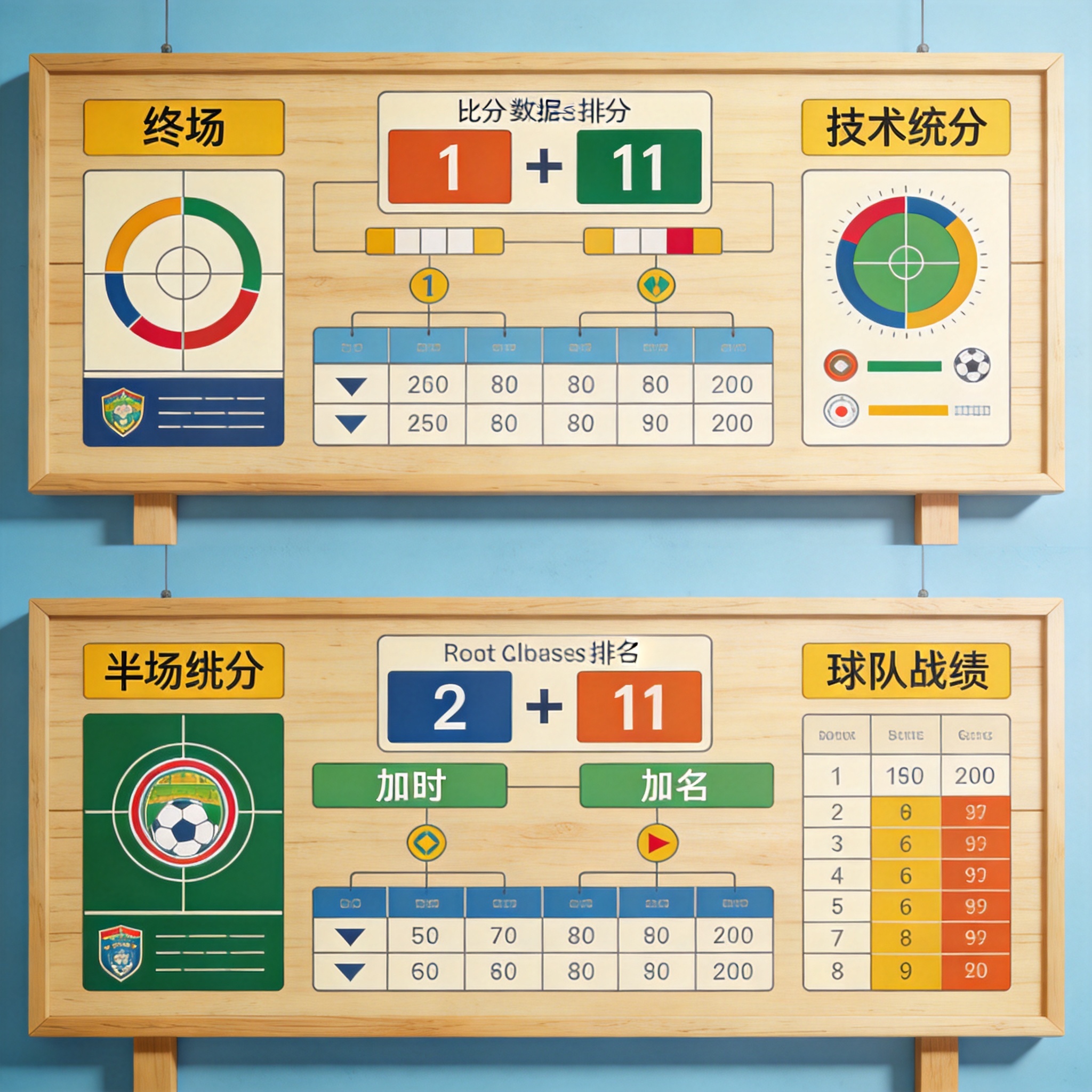 比分数据维度面板示意图，展示终场比分、分节比分与技术统计数据字段